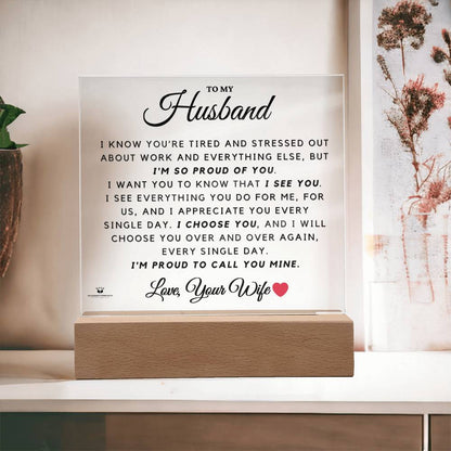 Acrylic Lamp with personalized message card for them