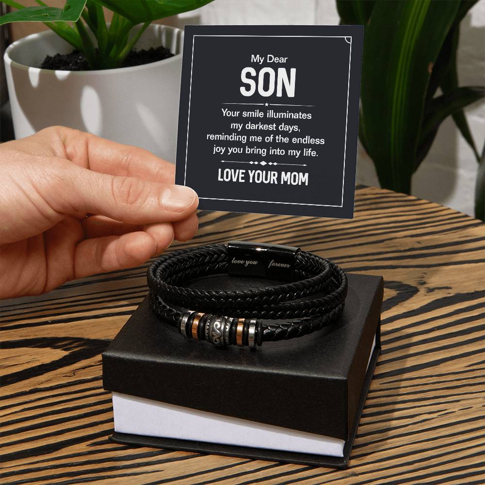 Love You Forever Bracelet - My Dear Son -  Your Smile Illuminates