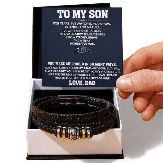 To My Son - You Make Me Proud In So Many Ways -  Men's "Love You Forever" Bracelet