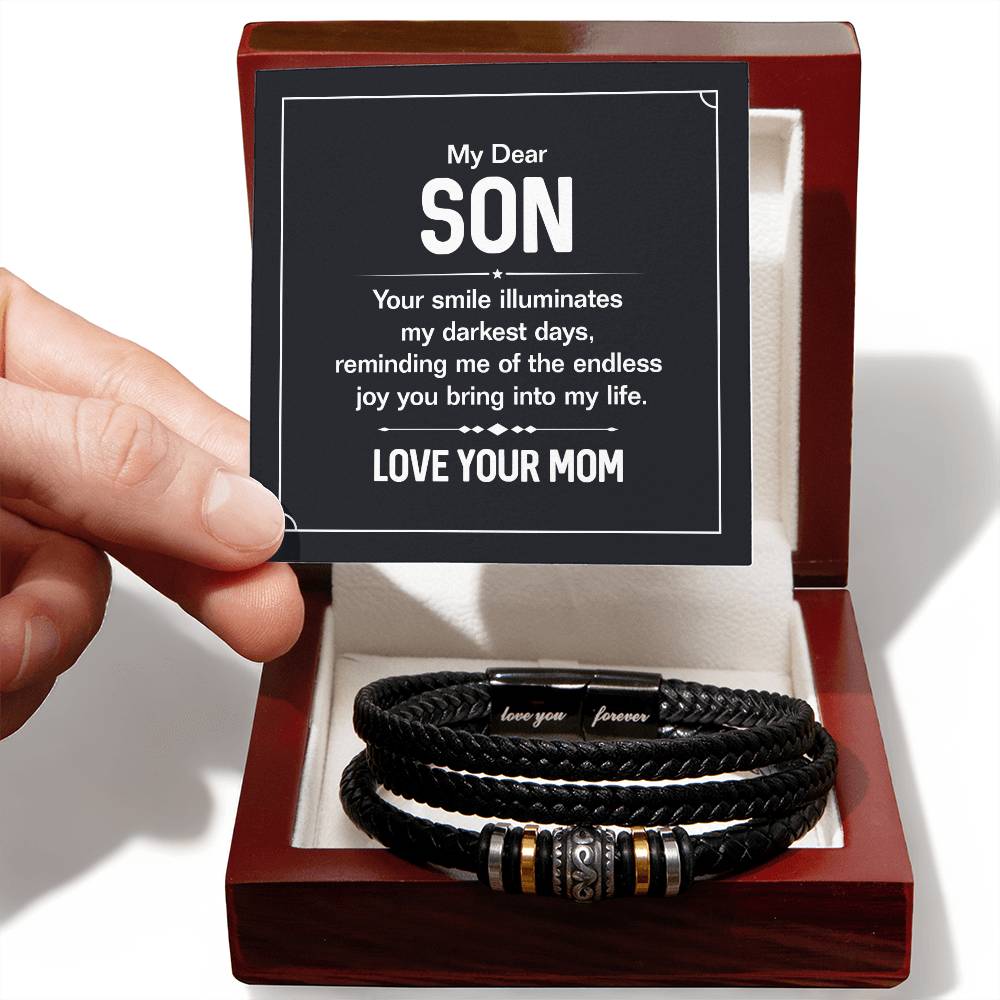 Love You Forever Bracelet - My Dear Son -  Your Smile Illuminates