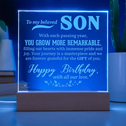 Engraved Acrylic Plaque with message for son