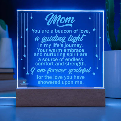 Engraved Acrylic Plaque with message for mom from son and daughter