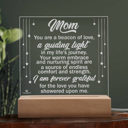 Meaningful gift for mom from son and daughter - Engraved Acrylic LED Plaque for Mom from Son and Daughter