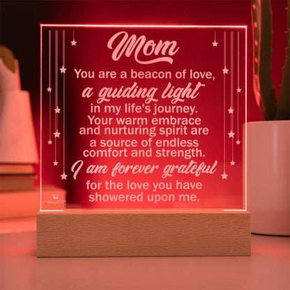 Acrylic Plaque engraved with your own words for mom from son and daughter