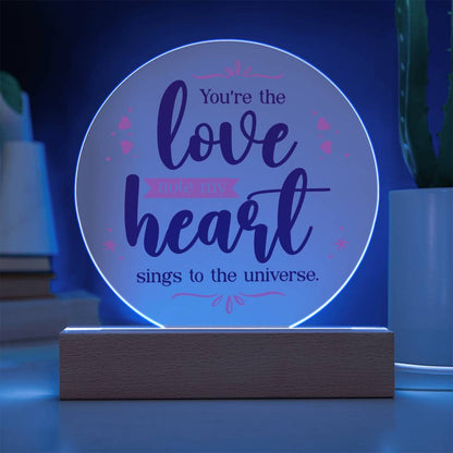 Acrylic Circle Plaque engraved with your own words for her