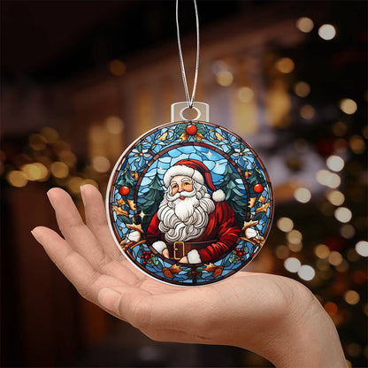Meaningful gift for them - Classic Stained Glass Santa Acrylic Ornament