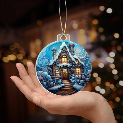Personalized Enchanted Cottage Winter Acrylic Ornament for them