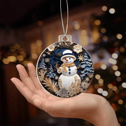 Meaningful gift for them - Enchanted Snowman Holiday Acrylic Ornament