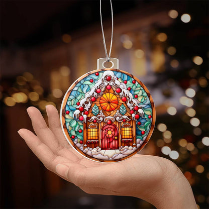 Personalized Whimsical Gingerbread Cottage Acrylic Ornament for them