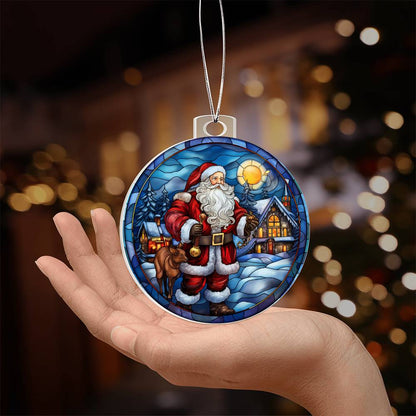 Santa's Holiday Visit Acrylic Ornament with personalized message card for them