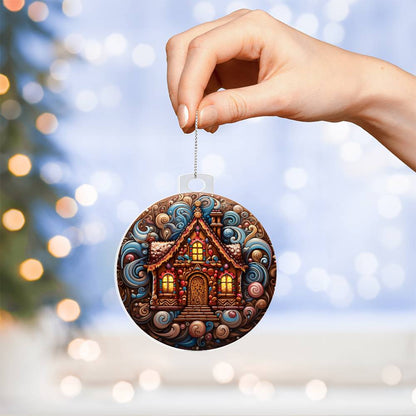 Personalized Gingerbread Cottage Acrylic Ornament for them