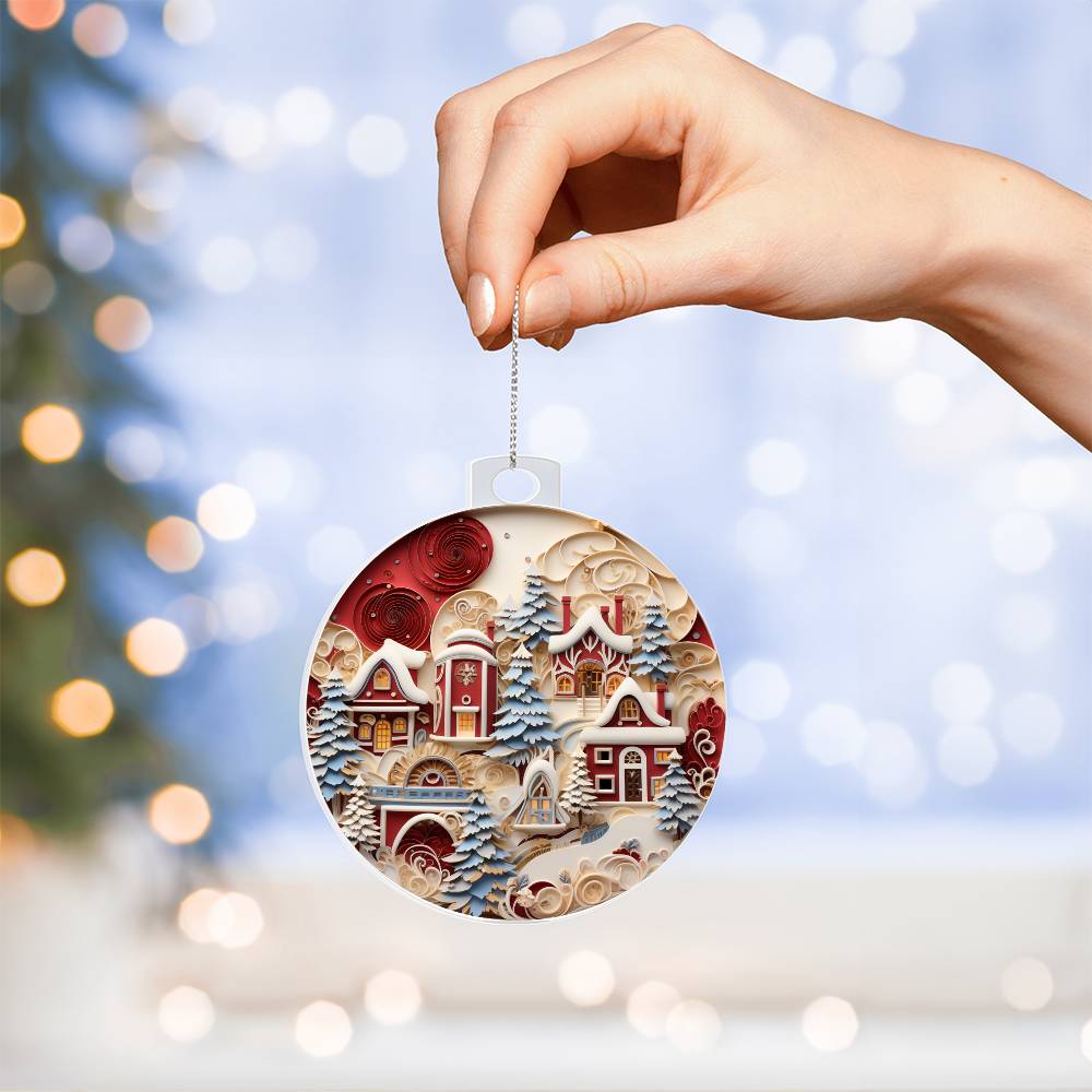 Whimsical Winter Village Acrylic Ornament🏘️❄️