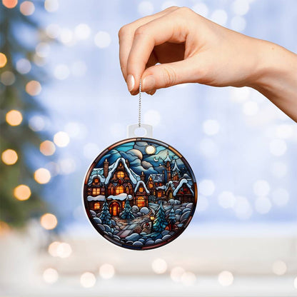 Personalized Winter Wonderland Village Acrylic Ornament for them
