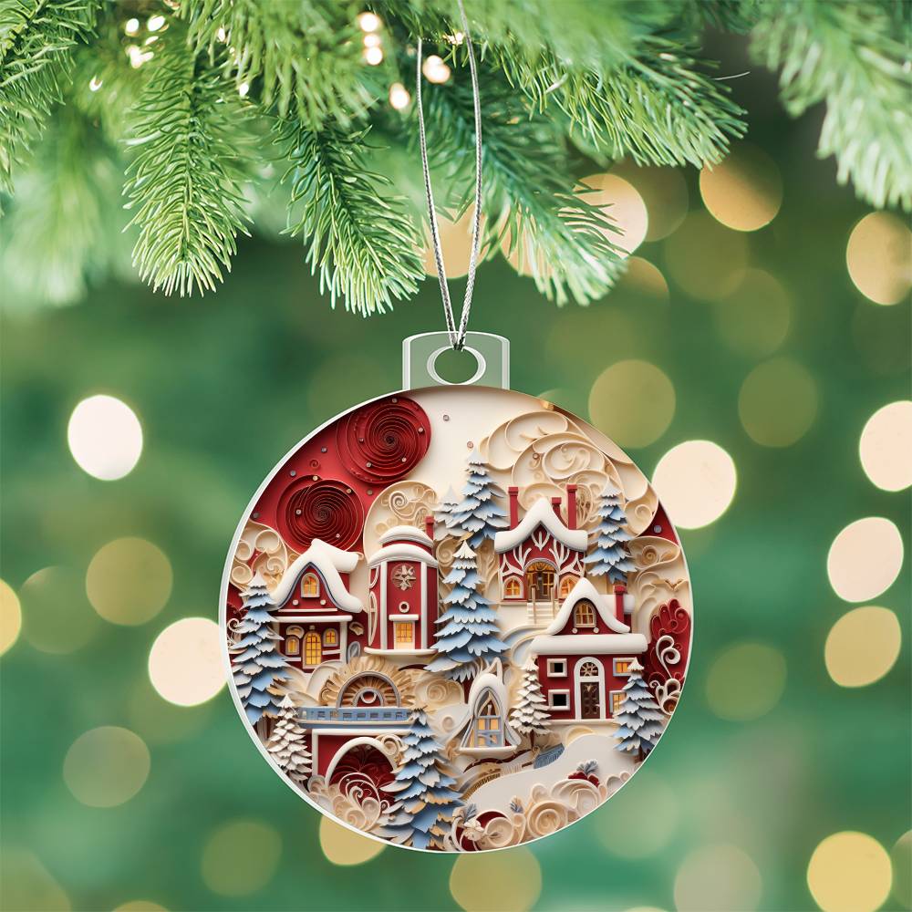 Whimsical Winter Village Acrylic Ornament🏘️❄️