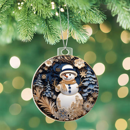 Enchanted Snowman Holiday Acrylic Ornament with personalized message card for them