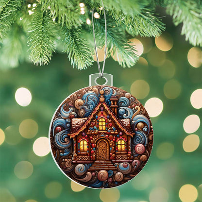 Gingerbread Cottage Acrylic Ornament with personalized message card for them