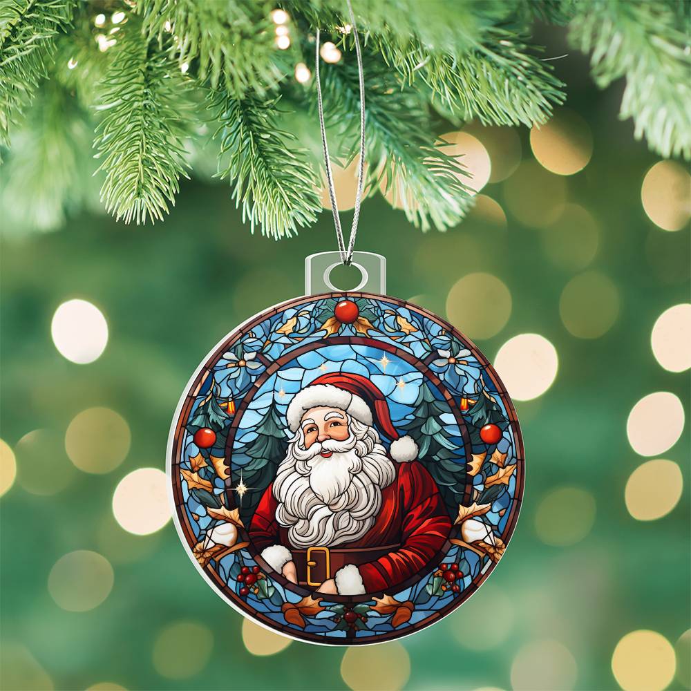 Classic Stained Glass Santa Acrylic Ornament🎅✨