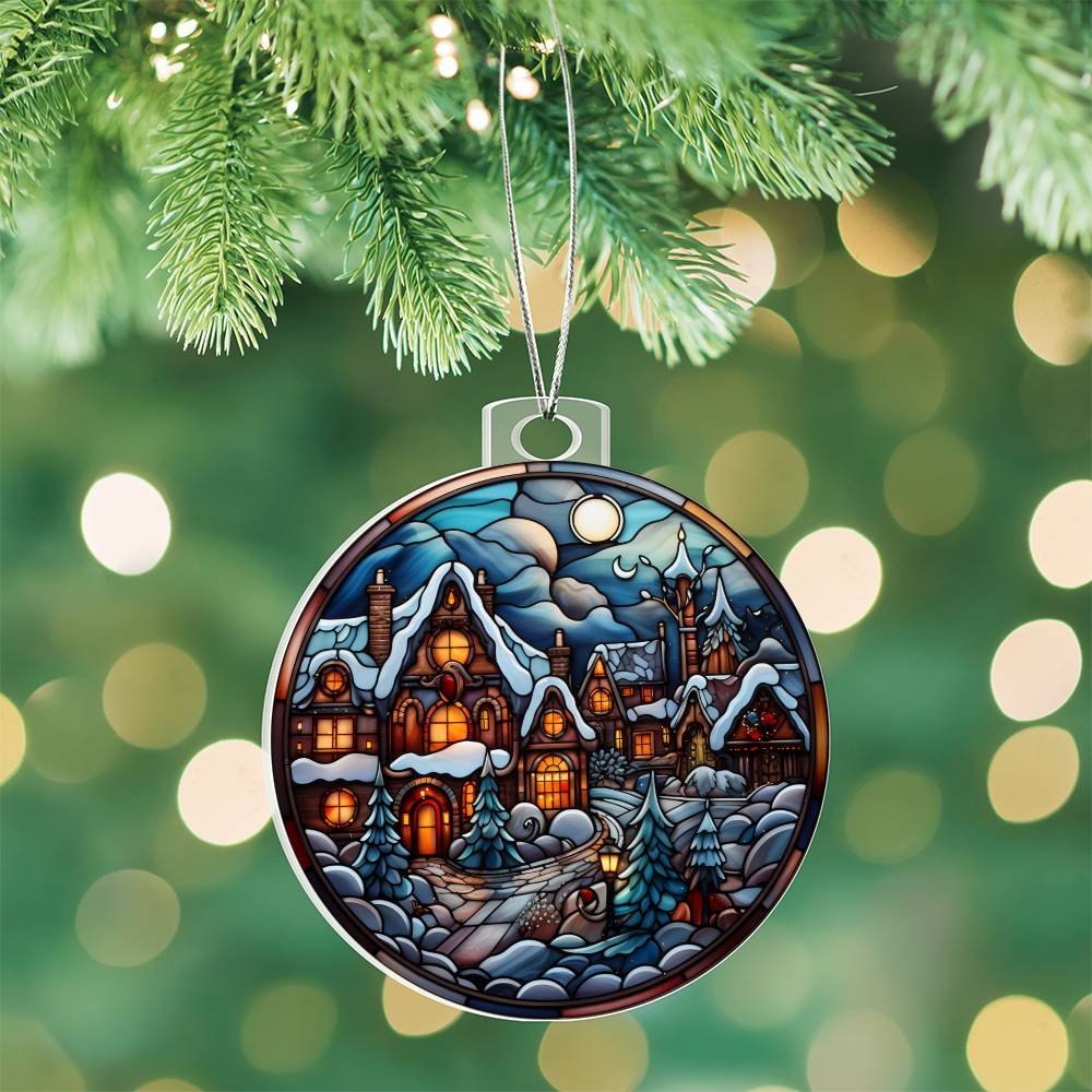 🏰 Winter Wonderland Village Acrylic Ornament 🏰