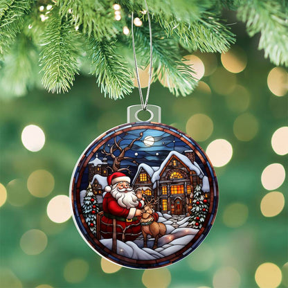 Santa's Cozy Christmas Eve Acrylic Ornament with personalized message card for them