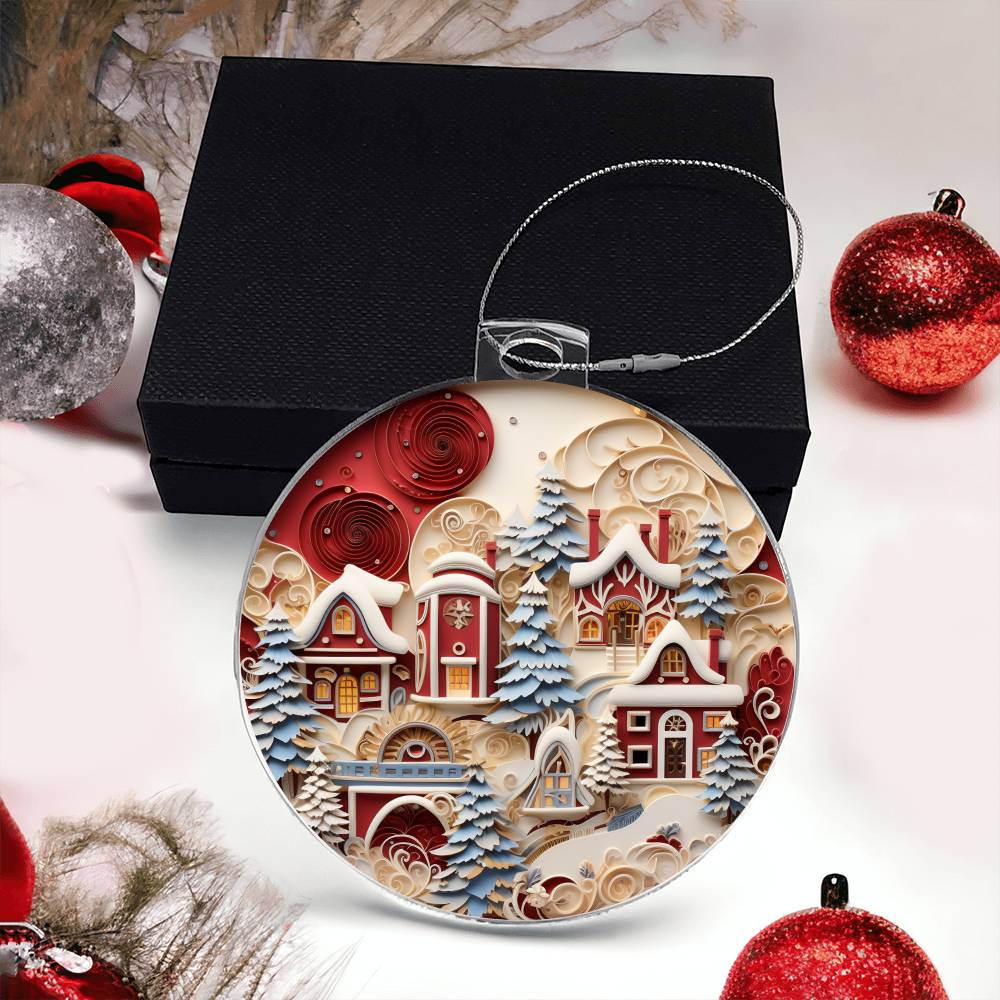 Whimsical Winter Village Acrylic Ornament🏘️❄️