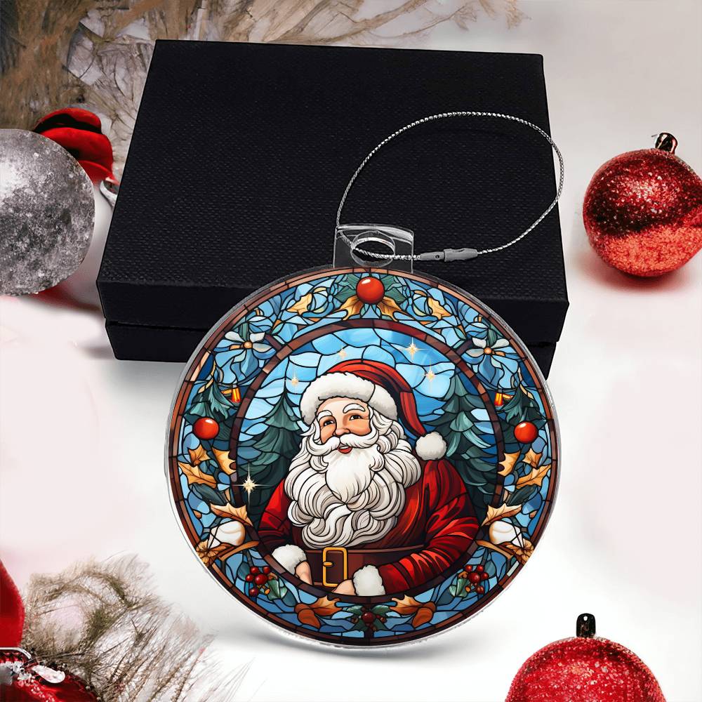 Classic Stained Glass Santa Acrylic Ornament🎅✨