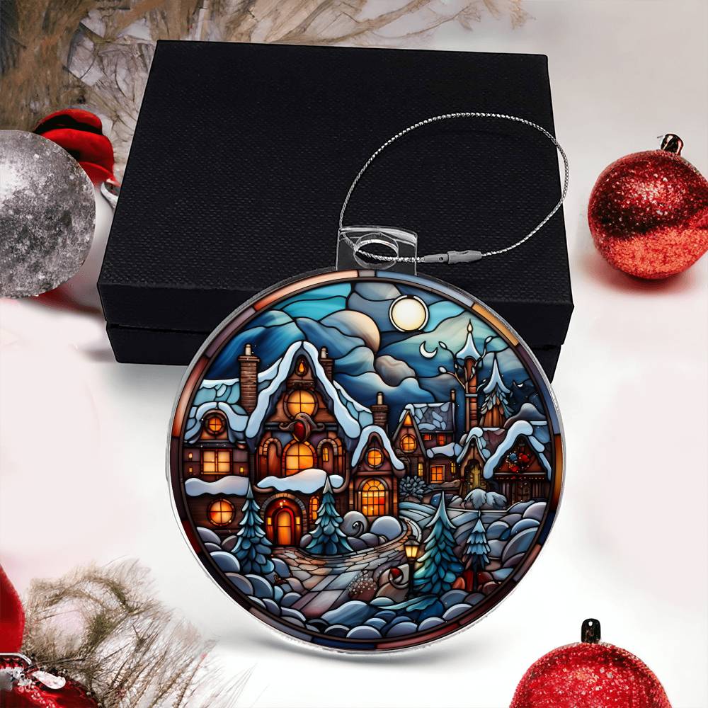 🏰 Winter Wonderland Village Acrylic Ornament 🏰