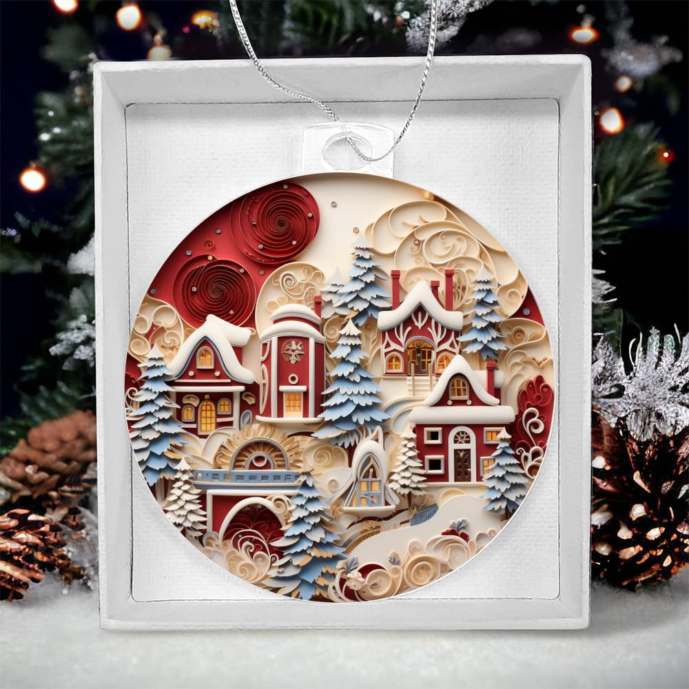 Whimsical Winter Village Acrylic Ornament🏘️❄️