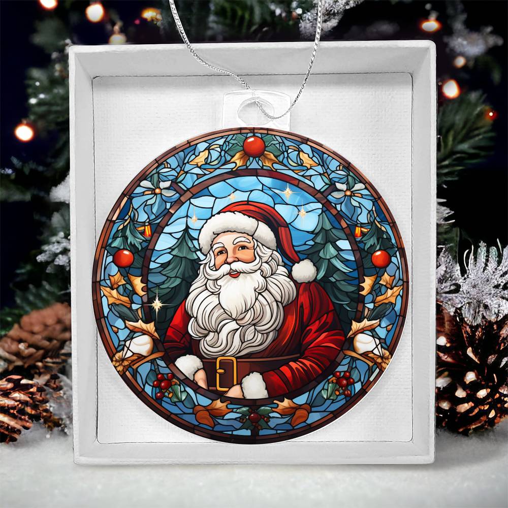 Classic Stained Glass Santa Acrylic Ornament🎅✨