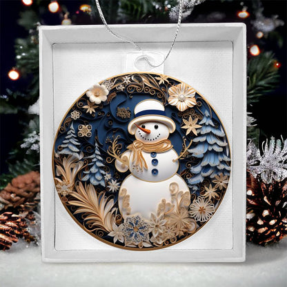 Enchanted Snowman Holiday Acrylic Ornament engraved with your own words for them