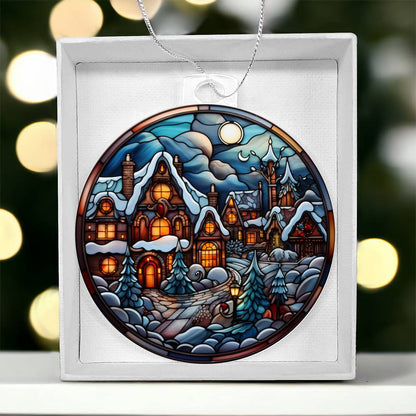 Meaningful gift for them - Winter Wonderland Village Acrylic Ornament