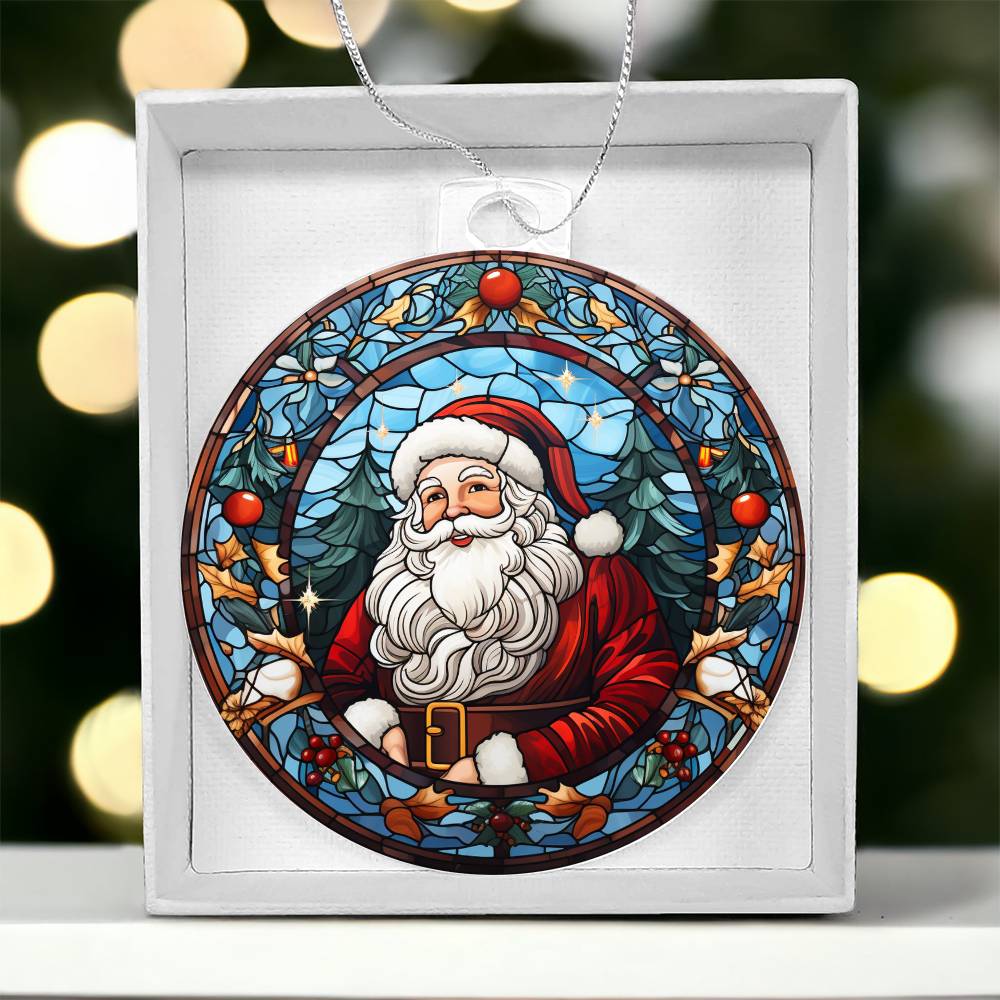 Classic Stained Glass Santa Acrylic Ornament🎅✨