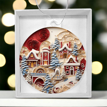 Meaningful gift for them - Whimsical Winter Village Acrylic Ornament