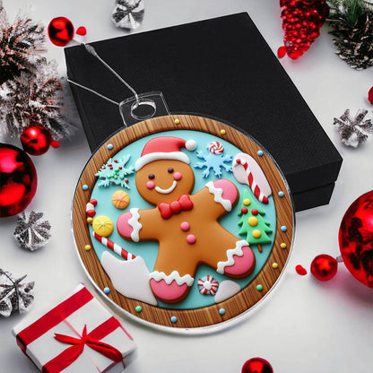 Gingerbread Man Acrylic Ornament engraved with your own words for them