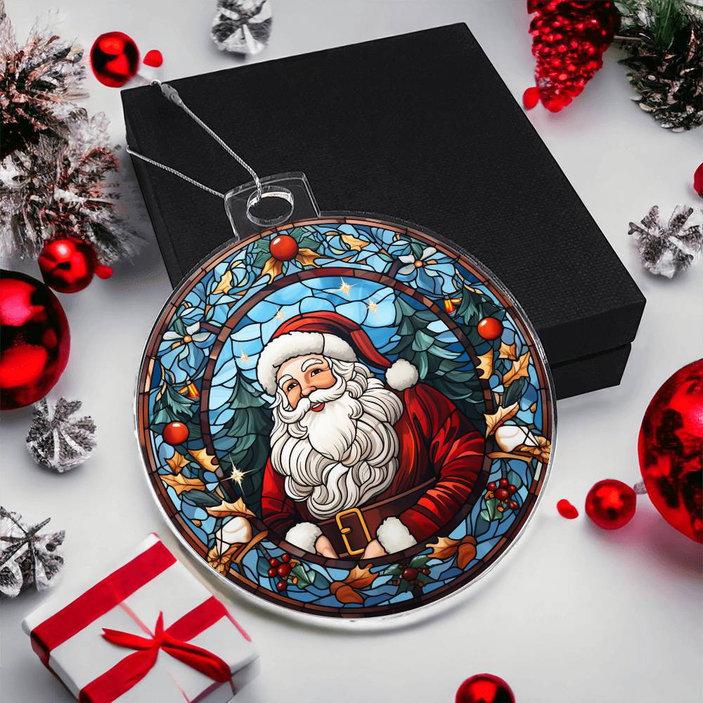 Classic Stained Glass Santa Acrylic Ornament🎅✨