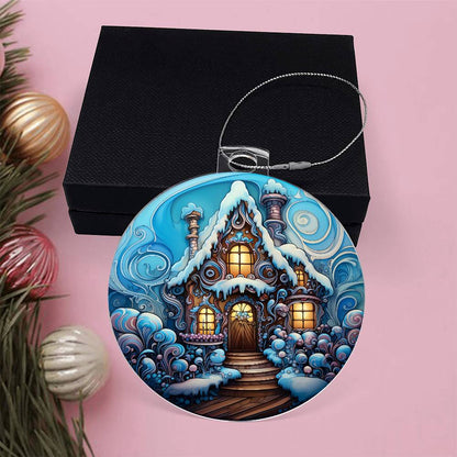 Meaningful gift for them - Enchanted Cottage Winter Acrylic Ornament