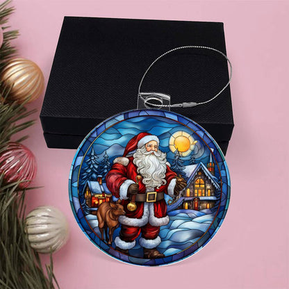 Engraved Santa's Holiday Visit Acrylic Ornament with message for them