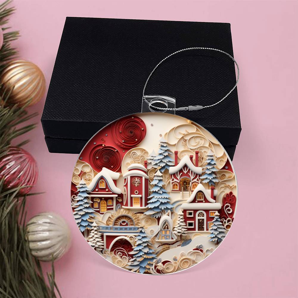 Whimsical Winter Village Acrylic Ornament🏘️❄️