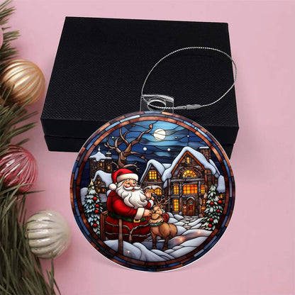 Engraved Santa's Cozy Christmas Eve Acrylic Ornament with message for them