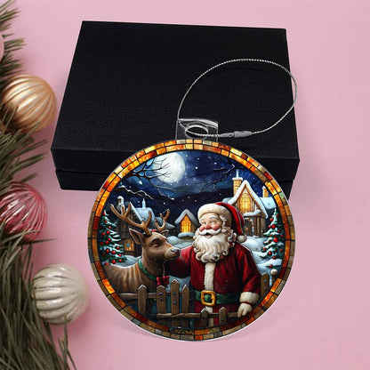 Meaningful gift for them - Santa & Reindeer Companionship Acrylic Ornament