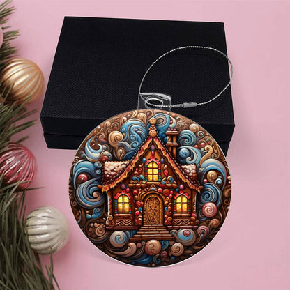 Engraved Gingerbread Cottage Acrylic Ornament with message for them