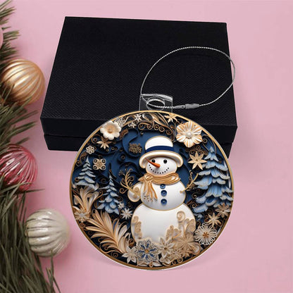 Engraved Enchanted Snowman Holiday Acrylic Ornament with message for them
