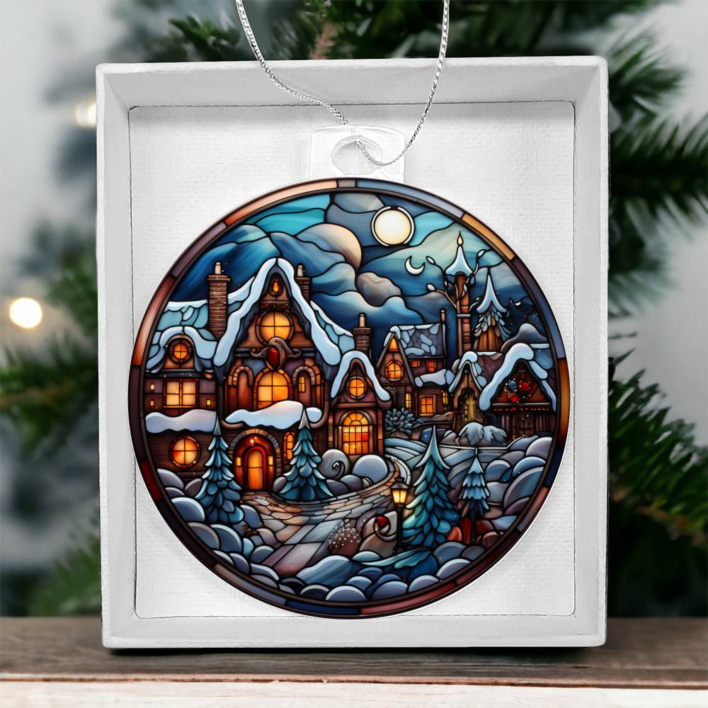 🏰 Winter Wonderland Village Acrylic Ornament 🏰