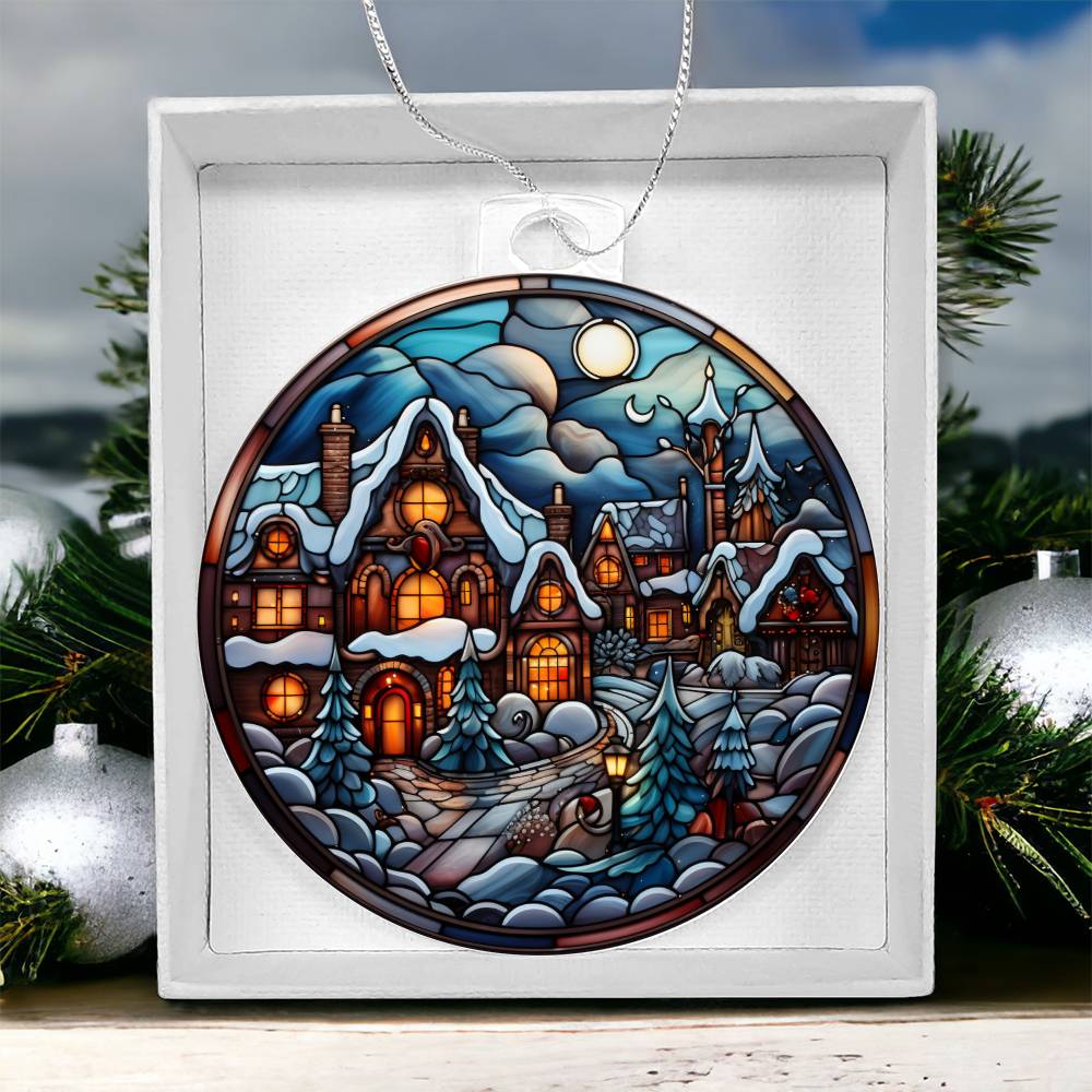 🏰 Winter Wonderland Village Acrylic Ornament 🏰