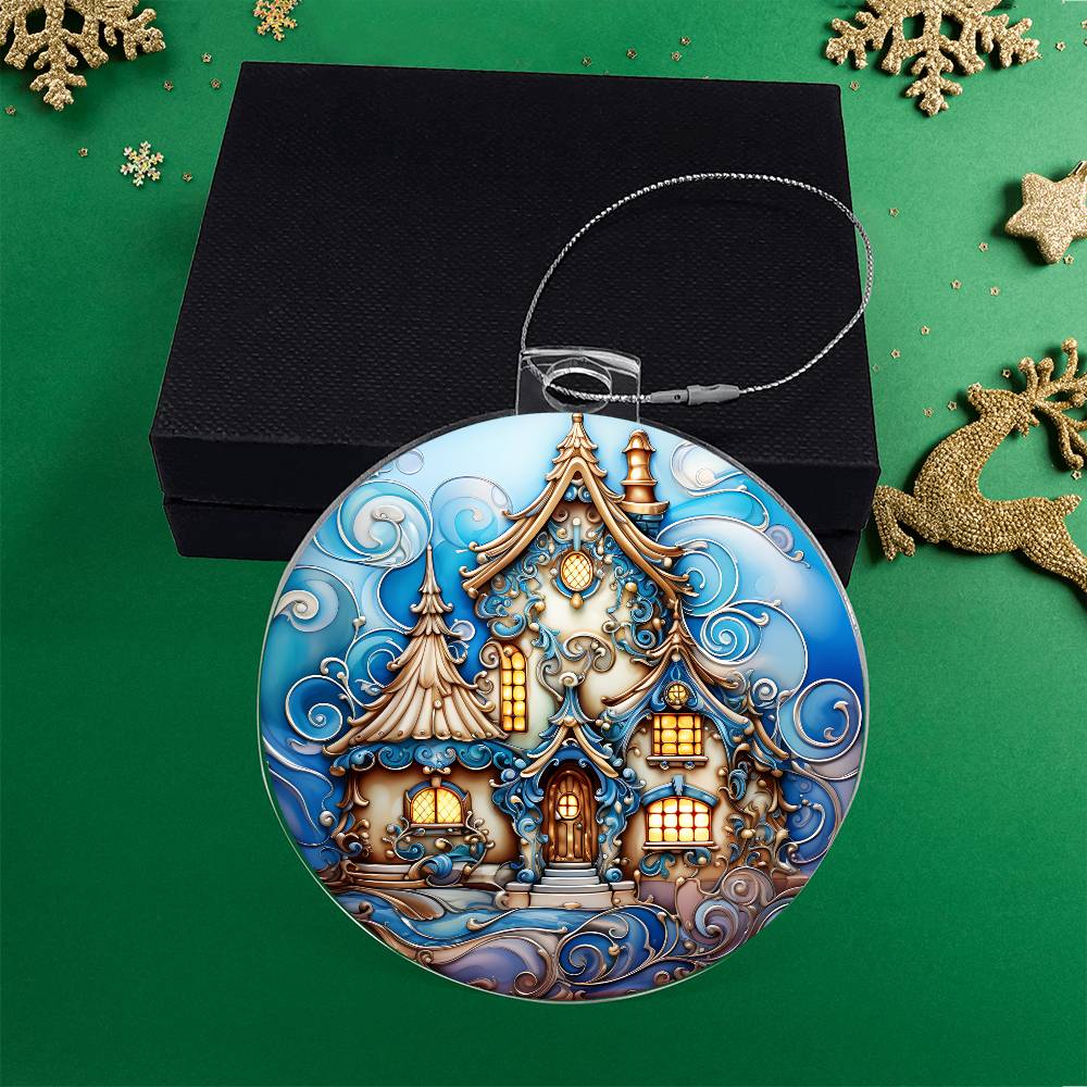 Enchanted Winter Cottage Acrylic Ornament✨🏡