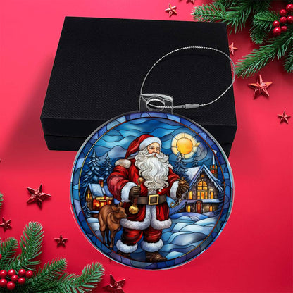 Santa's Holiday Visit Acrylic Ornament engraved with your own words for them