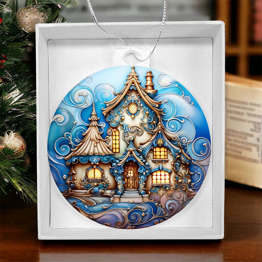 Enchanted Winter Cottage Acrylic Ornament✨🏡