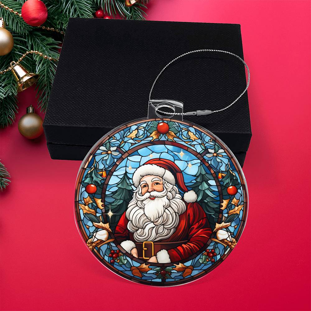 Classic Stained Glass Santa Acrylic Ornament🎅✨