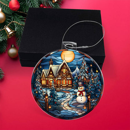 Best snowy cottage and snowman stained glass acrylic ornament for them 2026