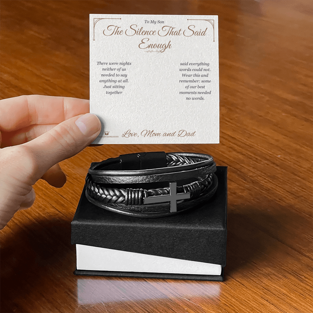 The Silence That Said Enough - Men's Cross Bracelet for Son