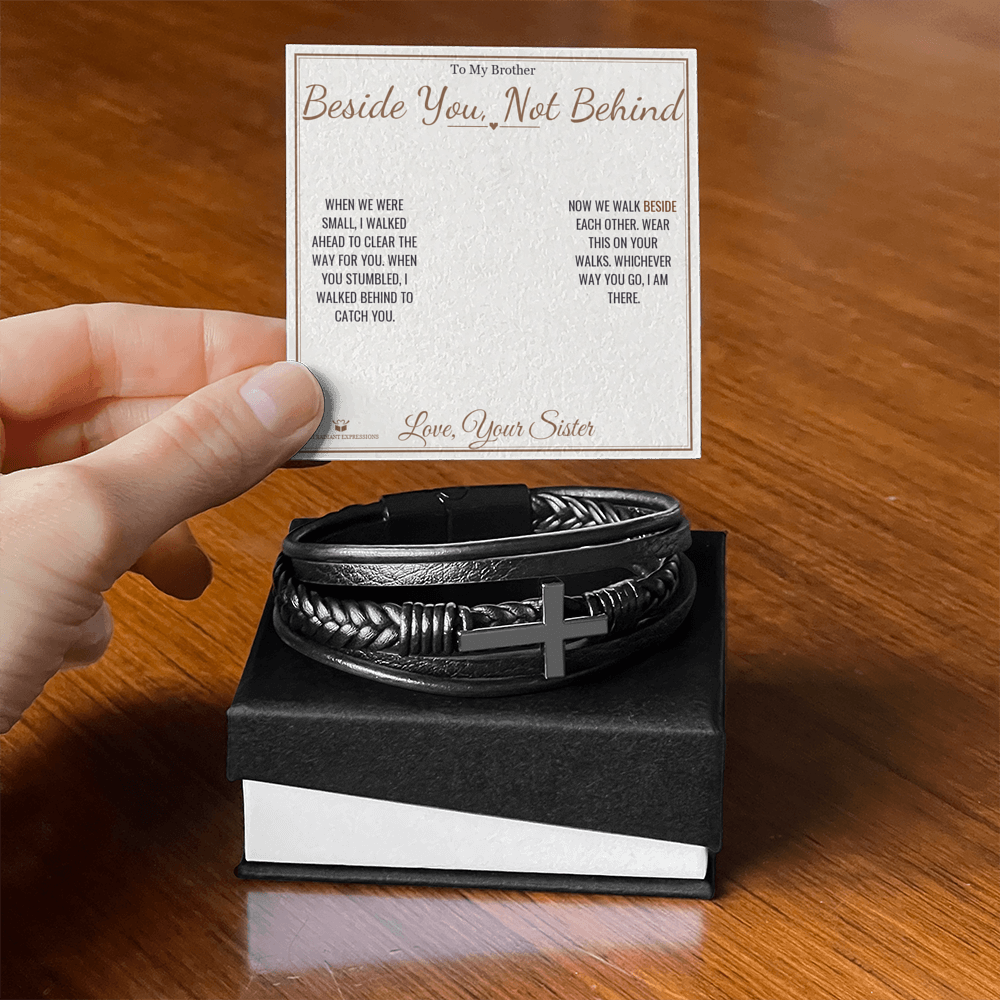 Beside You, Not Behind - Men's Cross Bracelet for Brother
